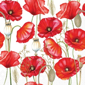 Șervețel decorativ mic de masă Poppy all over white - Img 2