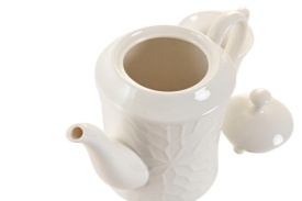 Set cafea din porțelan cu cafetieră, cești și suport elegant din bambus - Img 2
