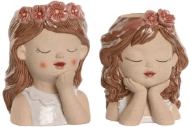 Vază decorativă ceramică flori în formă de fetiță