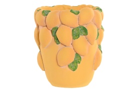 Vază decorativă ceramică galbenă cu lămâi pentru decor mediteranean