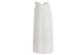 Vază decorativă elegantă albă din ceramică cu textură ondulată