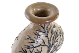 Vază decorativă elegantă din ceramică cu Copacul Vieții bej cu maro - Img 2