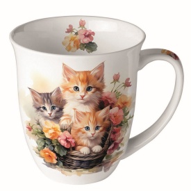Cană porțelan Kittens in basket