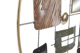 Decor elegant de perete rotund din metal si oglindă în culori auriu arămiu negru verde olive - Img 2