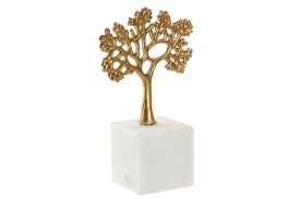 Decorațiune modernă cu copacul vieții auriu cu talpă din marmură
