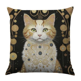Față de pernă decorativă Goblen „Klimt” cu pisică 45x45 cm - Img 2