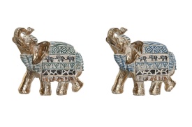 Figurină decorativă mică elefant de culoare auriu și albastru