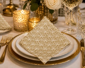 Șervețel decorativ mare de masă Art deco gold/white