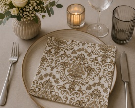 Șervețel decorativ mare de masă Baroque ornament gold