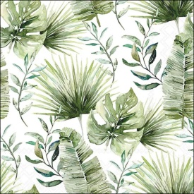 Șervețel decorativ mare de masă Jungle Leaves white - Img 2