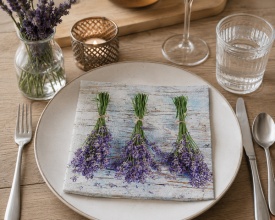 Șervețel decorativ mare de masă Lavender bouquets