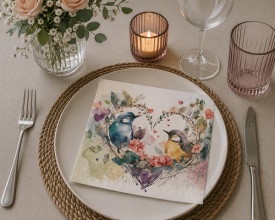 Șervețel decorativ mare de masă Loving Birds