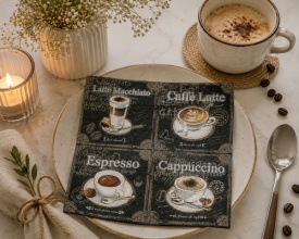 Șervețel decorativ mare de masă Types of Coffee