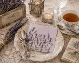 Șervețel decorativ mic de masă Lavender Shades White