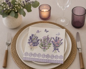 Șervețel decorativ mic de masă Lovely Lavender White