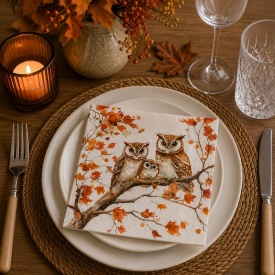 Șervețel decorativ mic Family of Owls