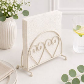 Suport șervețele vertical Standing Two Hearts Cream