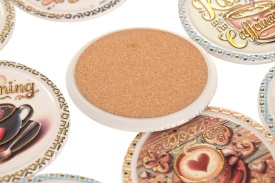 Suporturi decorative de pahare rotunde din ceramică cu tematică cafea - Img 3