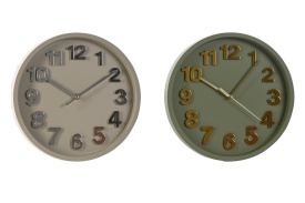 Ceas de perete elegant cu cadran verde sau crem și cifre reliefate metalice