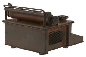 Decorațiune mașină de scris vintage din metal de culoare ruginie - Img 3