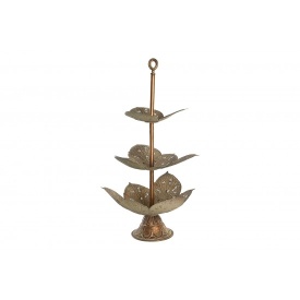 Etajeră elegantă din metal de culoare auriu cu decor frunze