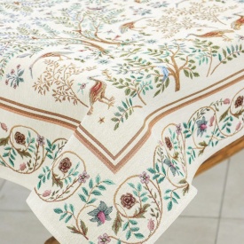 Față de masă din goblen spaniol elegant stil William Morris fond crem - Img 2