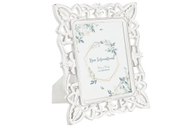 Ramă foto elegantă albă pentru decor din lemn