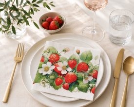 Șervețel decorativ mare de masă Juicy Strawberries