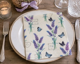 Șervețel decorativ mare de masă Lavender with Love Cream