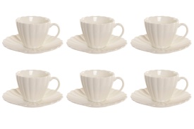 Set cești cafea cu farfurioare elegante din porțelan de 150 ml - Img 2