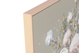 Tablou decorativ pictat manual cu flori elegante în vază tonuri bej - Img 3