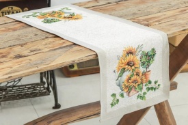 Traversă de masă Goblen cu Floarea-Soarelui și Ulcior 44x140 cm