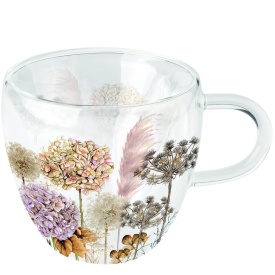 Cană sticlă perete dublu Dried Flowers