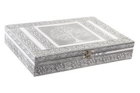 Cutie de bijuterii elegantă din lemn și aluminiu model cu Copacul Vieții dreptunghiular - Img 3