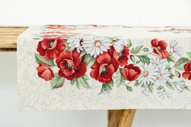 Față de masă elegantă din goblen spaniol cu maci și margarete 96x100 cm - Img 2
