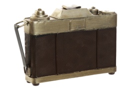 Obiect decorativ din metal aparat foto vintage - Img 3