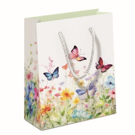 Pungă cadou Butterflies in field white