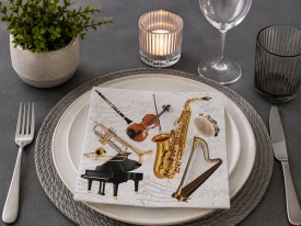 Șervețel decorativ mic de masă Music instruments