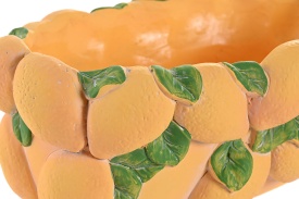 Vază/ghiveci cu decor mediteranean oval cu lămâi din ceramică - Img 2