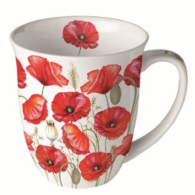 Cană porțelan Poppy all over white