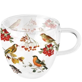 Cană sticlă perete dublu Autumn Birds - Img 2