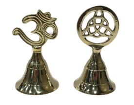 Clopoțel decorativ elegant metalic auriu cu simboluri spirituale