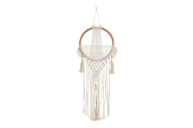 Decorațiune perete tip dreamcatcher/prinzător de vise din lemn/textil macrame stil boho