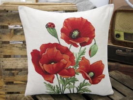 Față de pernă Goblen cu Maci și Buburuză 45x45 cm