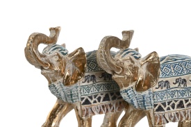 Figurină decorativă mare elefant de culoare auriu și albastru - Img 3