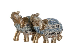 Figurină decorativă mică elefant de culoare auriu și albastru - Img 2