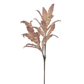 Ramură decorativă artificială cu frunze bej cu roz pudrat de 95cm