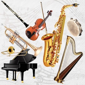 Șervețel decorativ mic de masă Music instruments - Img 2