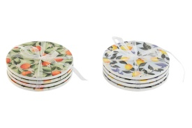 Set suporturi pahare din ceramică model lămâie și portocală, design mediteranean - Img 2