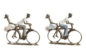 Statuetă elegantă decorativă cu tineri pe bicicletă